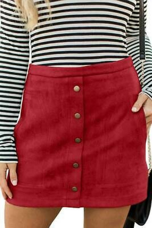 Meyeeka Womens Faux Suede High Waist A-line Mini Skirt with Pocket, Size XL by Vanessa Jane