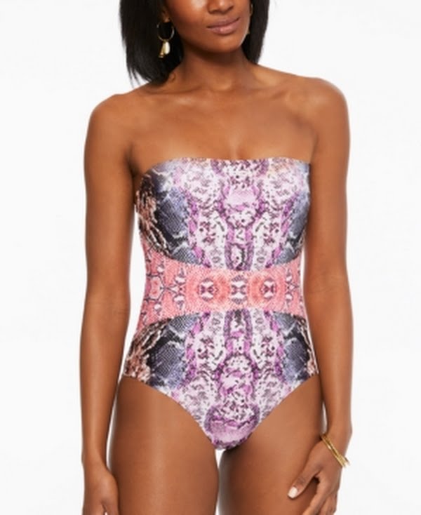 Bar III Multi Mixed Messages Printed One-Piece Swimsuit, Us Small by Vanessa Jane