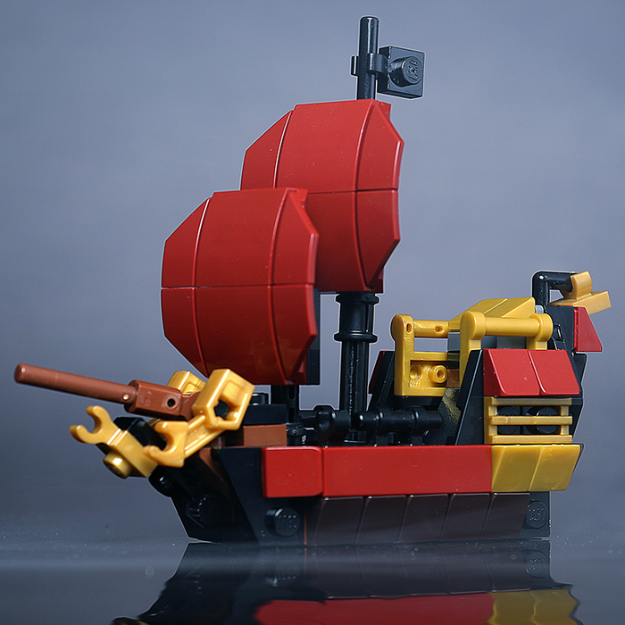 Custom Mini Queen Anne's Revenge Pirate Ship made using LEGO parts by B3 Customs