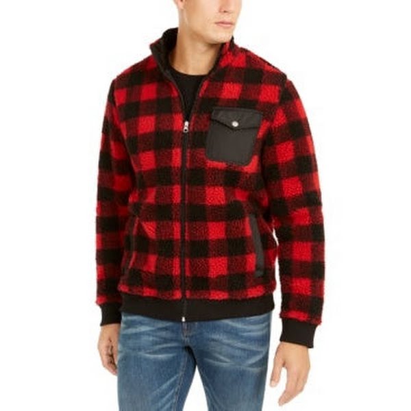 Club Room Mens Full-Zip Plaid Sherpa Jacket, Size Small by Vanessa Jane