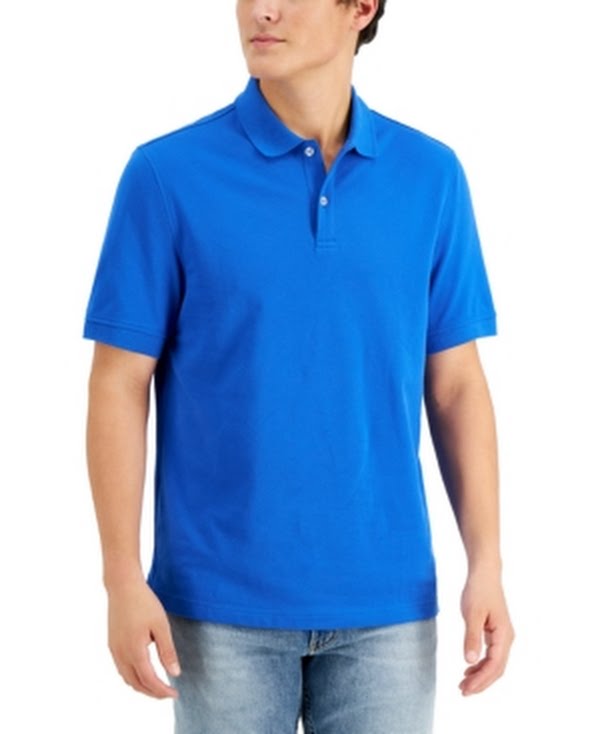 Clubroom Mens Blue Classic Fit Button Down Cotton Polo, Size Small by Vanessa Jane