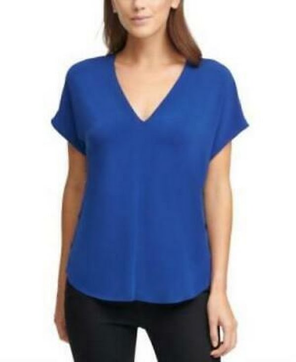 Dkny V-Neck Side-Snap Top, Size XL by Vanessa Jane