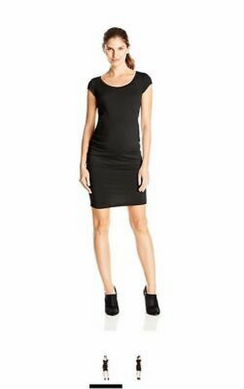 Melody Maternity Women's Maternity Cap Sleeve Fitted Dress with Ruching, Size XL by Vanessa Jane