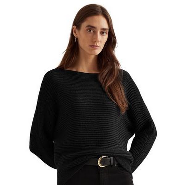 Ralph Lauren Womens Dolman-Sleeve Boatneck Metallic Sweater by Vanessa Jane