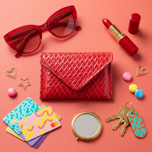 Mini Envelope Wallet With RFID protection - Red Woven by CASUPO