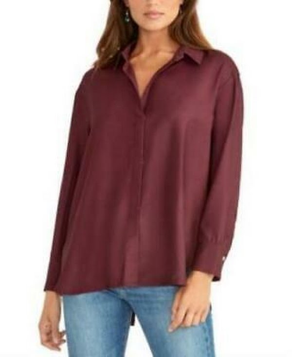 Rachel Rachel Roy Womens Najla Button Down Collared Blouse, Size Large by Vanessa Jane