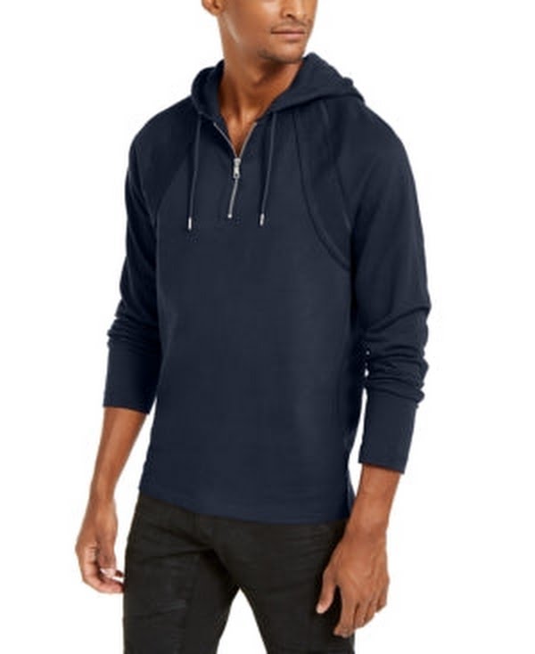 INC International Concepts Men's Pieced Quarter-Zip Hoodie, Size 3X by Vanessa Jane