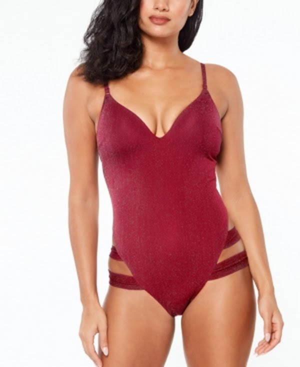 Bar III Shimmer Strappy-Leg One-Piece Swimsuit, Size Medium by Vanessa Jane