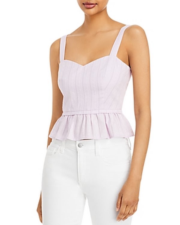 Aqua Tonal Stripe Peplum Top by Vanessa Jane