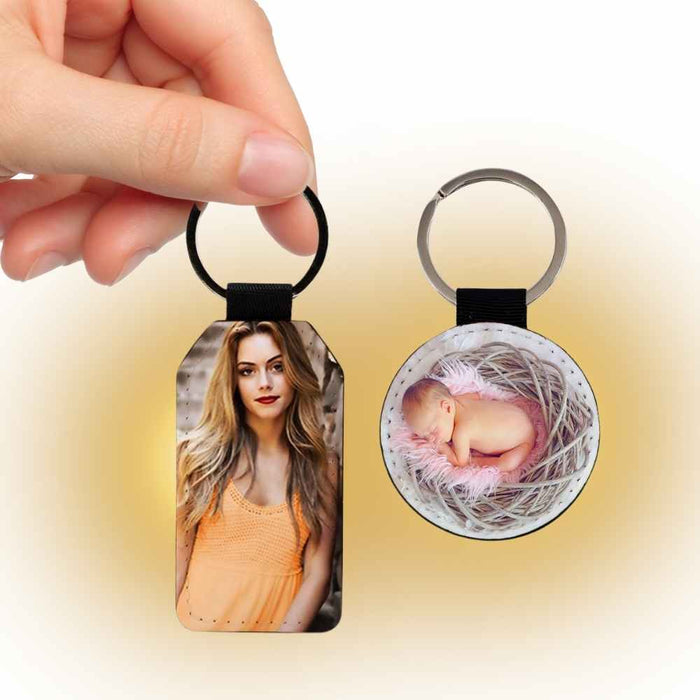 Sublimation Blanks PU Leather Keychain – Round/Rectangle / Heart Shape by INNOSUB USA by INNOSUB USA