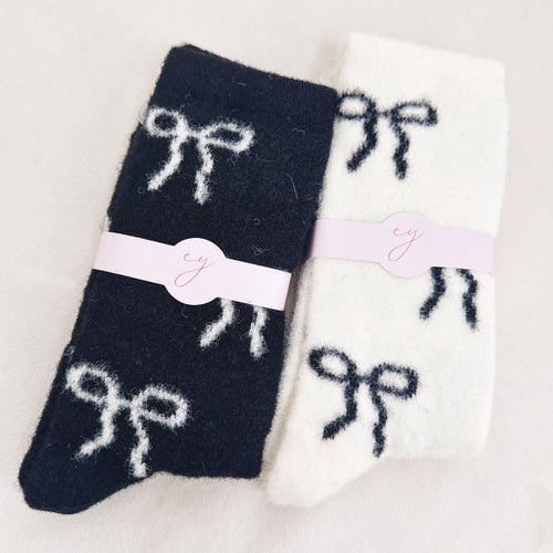 Sassy Bows Fuzzy Socks Set Of 2