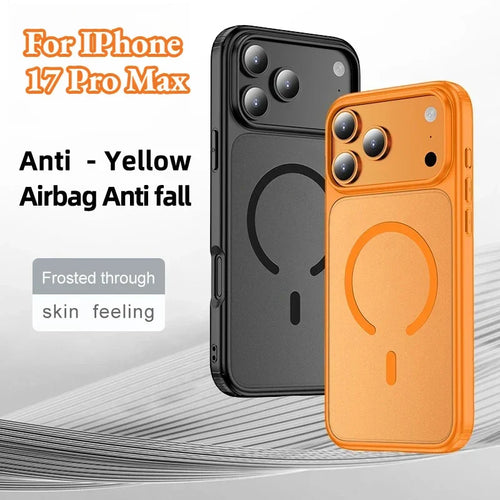 Premium Magnetic Charging Frosted Shockproof Phone Case for IPhone 17 Air 16 15 14 Plus Pro Max Skin Feeling Rugged Armor Cover by Perfect Stock