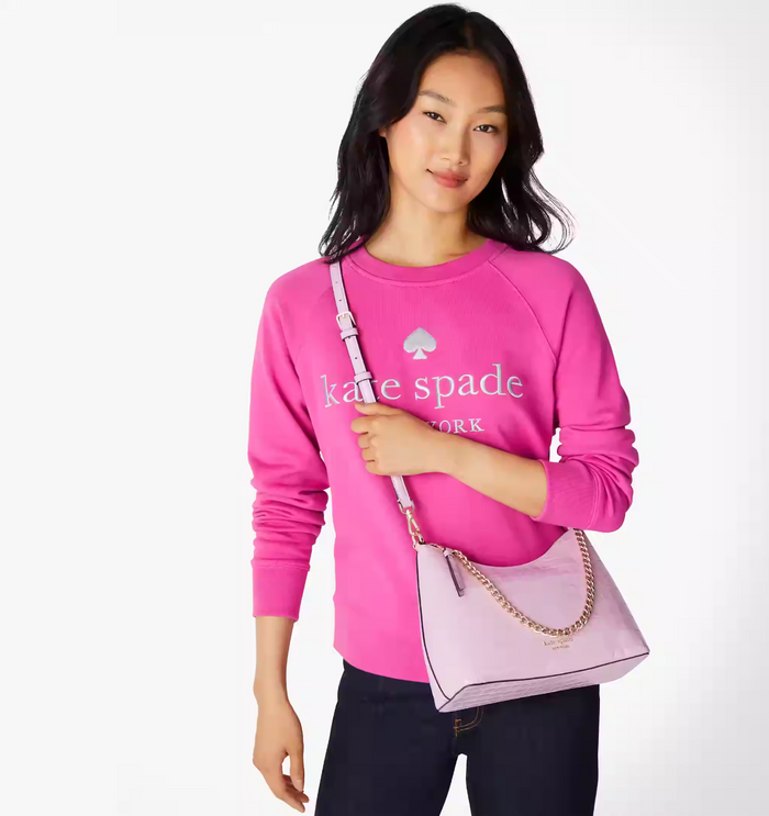 Kate Spade Zippy Croc Embossed Convertible Crossbody, Quartz Pink by Vanessa Jane