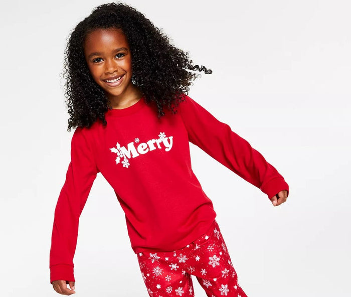Matching Kids Merry Snowflake Pajama Top by Vanessa Jane