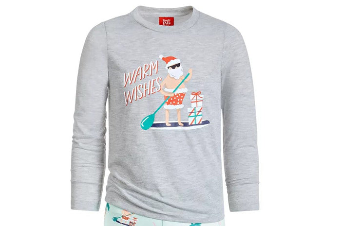 Matching Kids Tropical Santa Pajama Top, Size XL 14-16 by Vanessa Jane