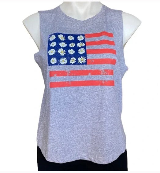 Pretty Rebel Womens American Flag Muscle Tee, Size Large by Vanessa Jane