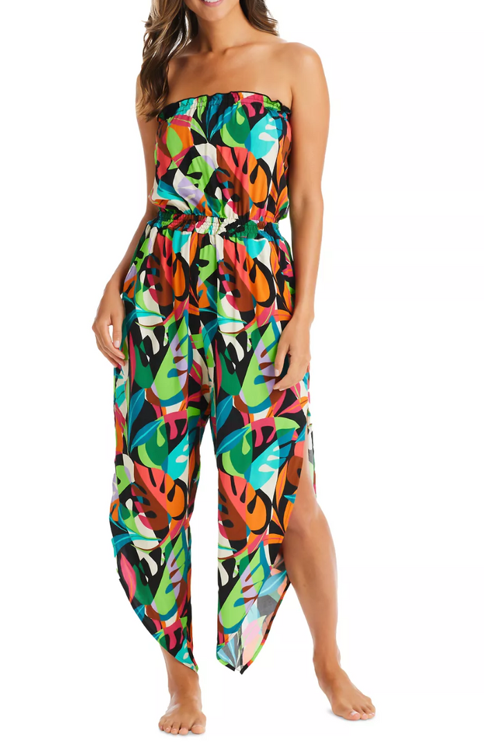 BAR III Womens Tropical Dreams Tube Top Cover-Up Jumpsuit, Size Large by Vanessa Jane