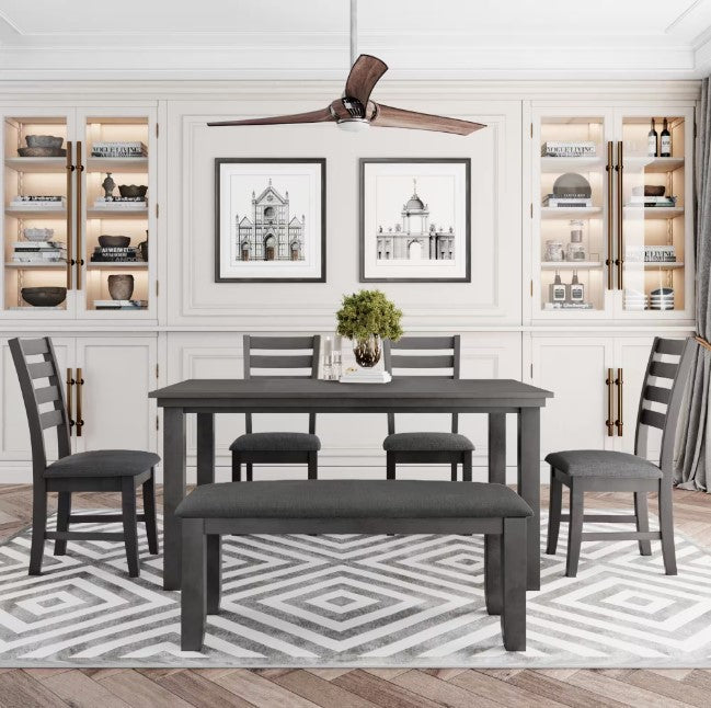 Harper and Bright Gray Rustic Wood Dining Set with Bench (No Table) by Vanessa Jane