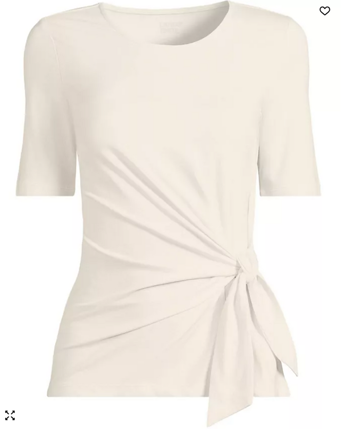 Lands End Womens Plus Size Lightweight Jersey Tie Front Top by Vanessa Jane