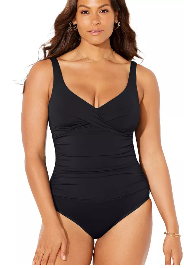 Swimsuits for All Womens V-Neck One Piece Swimsuit, Size 18 by Vanessa Jane