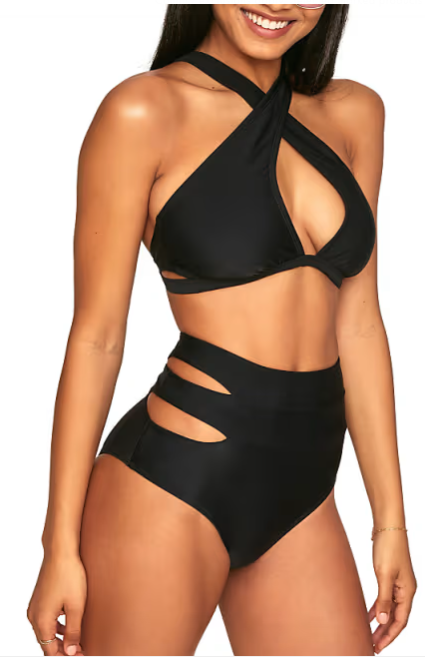 Adore Me Womens Demi Swimwear High Waist Bikini Bottom - Black, Medium by Vanessa Jane