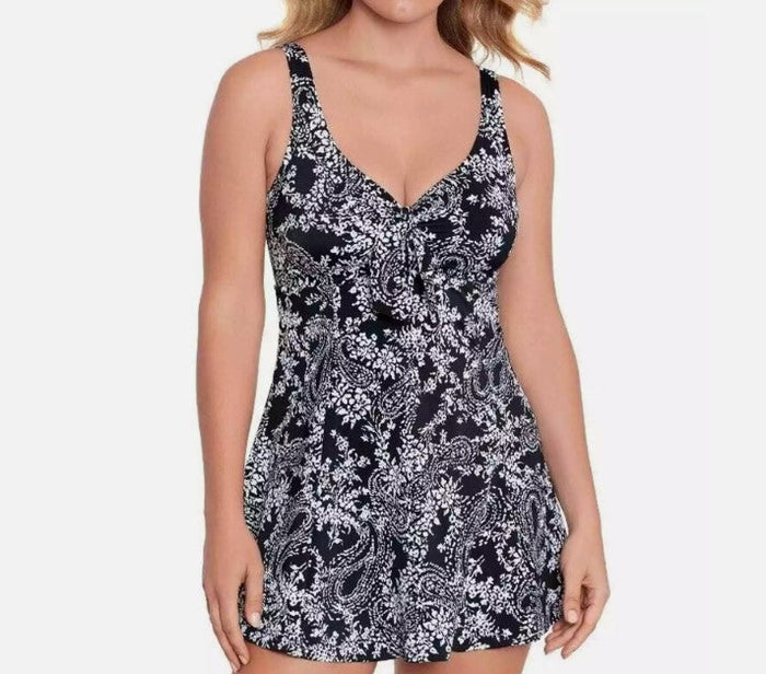 Swim Solutions Womens Tummy Control Bow Front Swimwear, Size 10 by Vanessa Jane