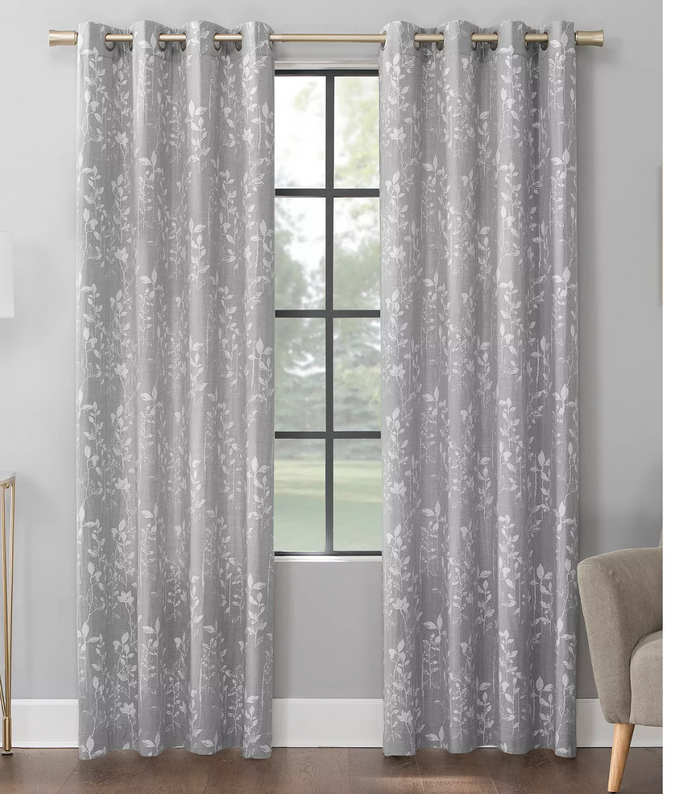 Scott Living Lotus Botanical Semi-Sheer Grommet Curtain Panel 52 X96 by Vanessa Jane