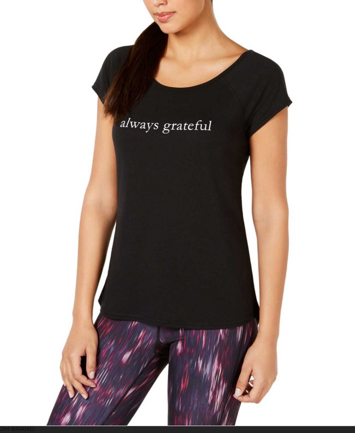 Ideology Women's Always Grateful Strappy-Back T-Shirt, Size Small by Vanessa Jane
