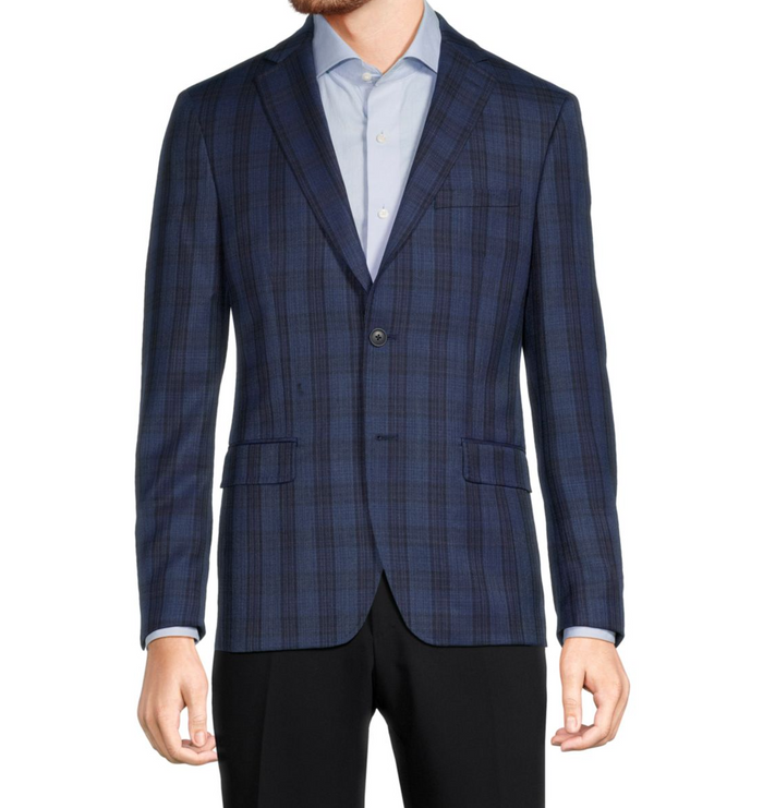 Calvin Klein Mens Slim-Fit Plaid Wool Sport Coat, Size 44Short by Vanessa Jane