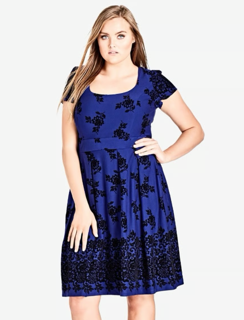 City Chic Womens Plus Pleated Printed, Size 18 by Vanessa Jane