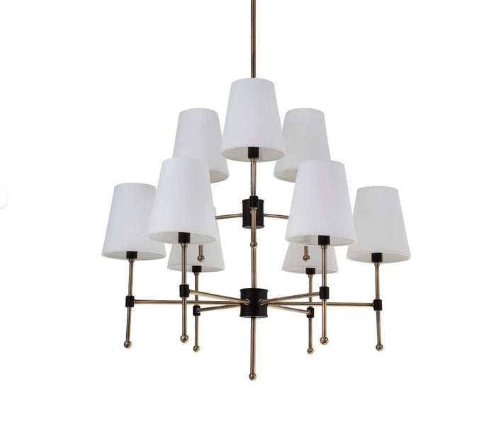 Park Harbor PHHL6088BKAB Beatty 8 Light 32" Wide Chandelier with Fabric Shades by Vanessa Jane