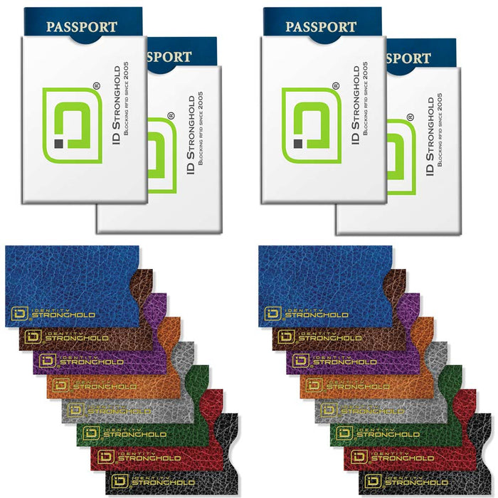RFID Blocking Credit Card and Passport Sleeves - Leather Look 20 Pack by ID Stronghold