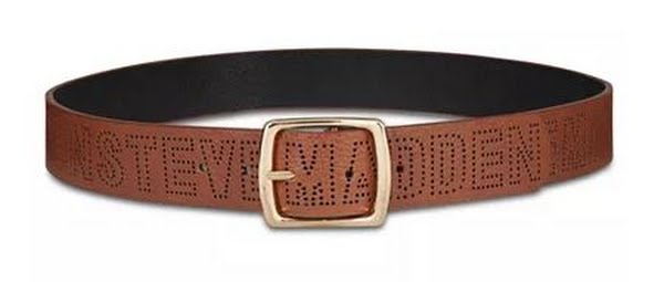 Steve Madden Perforated Logo Pants Belt, Size Medium by Vanessa Jane