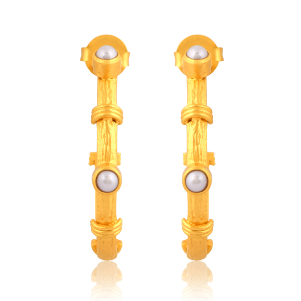 Sparkling Shore Hoop Earrings - Pearl by Christina Greene