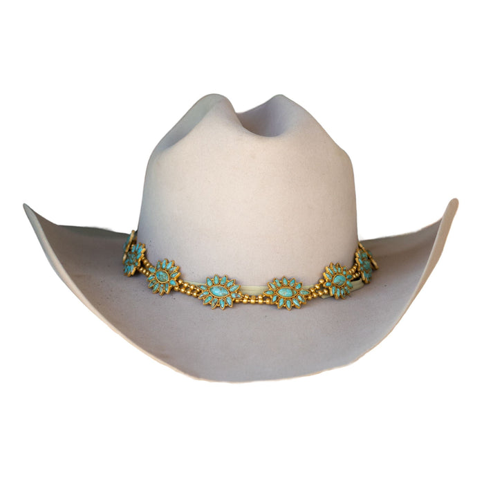 Squash Blossom Hat Band - Turquoise by Christina Greene