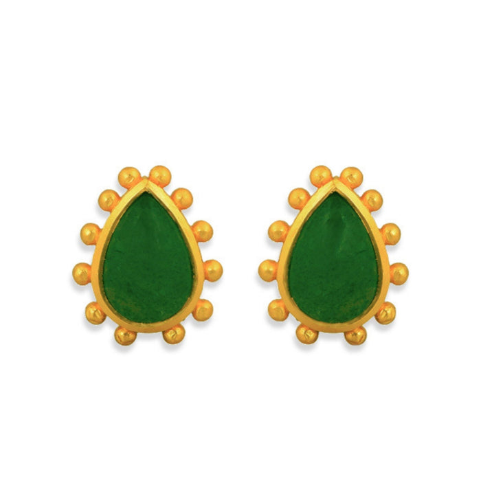 Starburst Stud Earrings - Green Strawberry Quartz by Christina Greene
