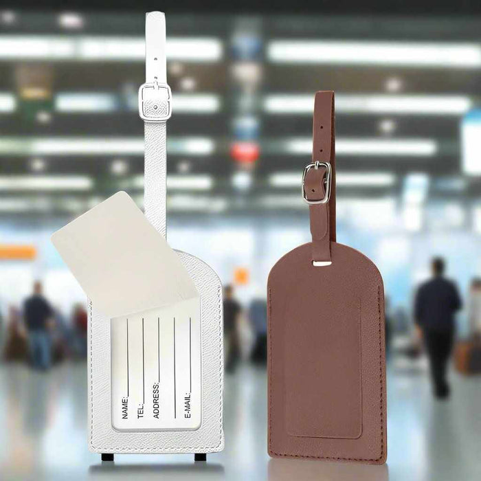 Sublimation Blanks Suitcase Travel Name Tag Blank - PU Leather - Brown|White by INNOSUB USA