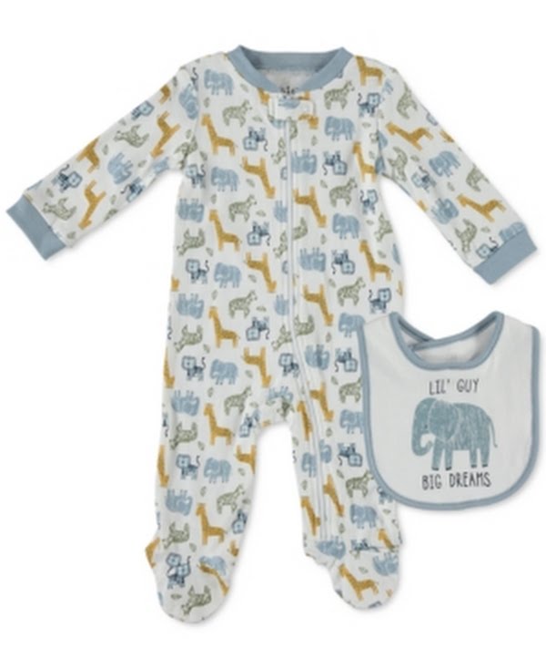 Chickpea Cutie Pie Baby Baby Boys Printed Cotton Coverall and Bib Set by Vanessa Jane