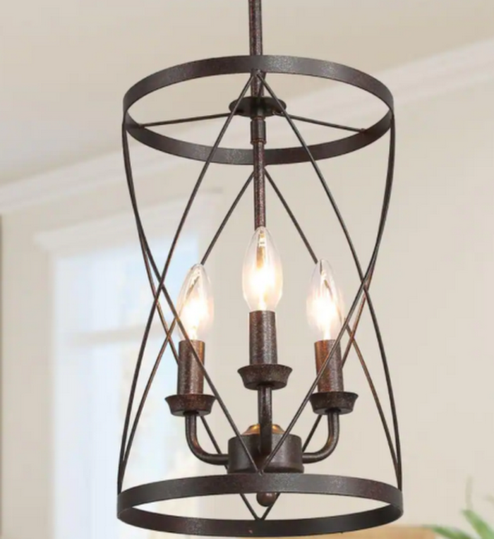 Lnc Farmhouse Chandelier Bronze Industrial 3-Light Drum Cage Candlestick Dining by Vanessa Jane