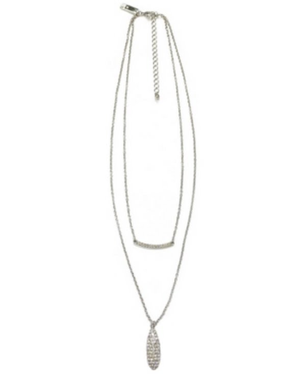 Inc Silver-Tone Crystal Bar and Drop Layered Pendant Necklace by Vanessa Jane