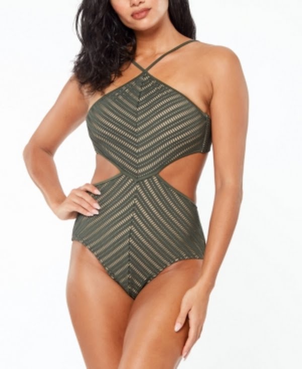 Bar III High-Neck Crochet Monokini Swimsuit by Vanessa Jane