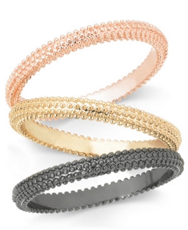 International Concepts Tri-Tone 3-Pc. Set Textured Stackable Rings by Vanessa Jane