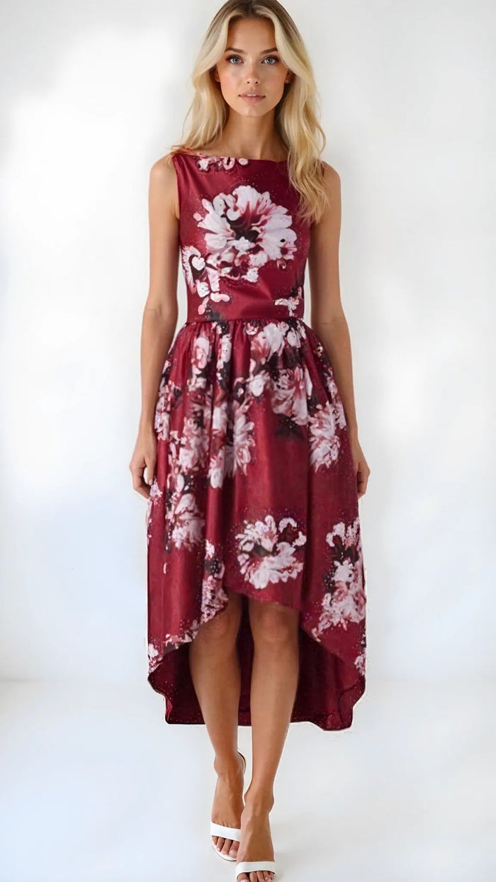 Tahari ASL Women's Mikado High/Low Gown Purple Dark Pink Size 8 by Vanessa Jane