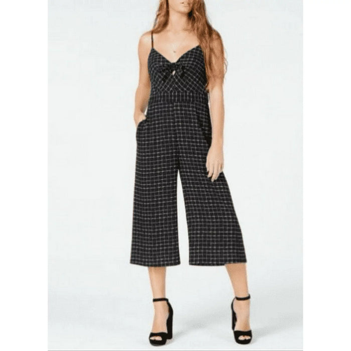 Teeze Me Juniors Cropped Jumpsuit, Black, Size 5 by Vanessa Jane