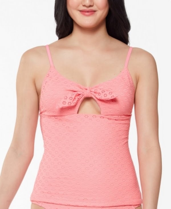 Jessica Simpson Womens Sweet Tooth Solids Tie-Front Tankini Top by Vanessa Jane
