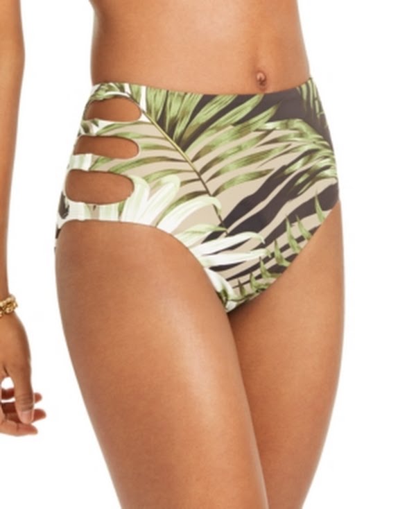 Bar III Jungle Moon Printed Cutout High-Waist Bikini Bottoms by Vanessa Jane