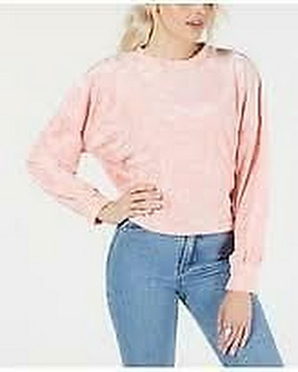 Freshman Juniors Camo Burnout Velvet Crop Sweatshirt Top, Size Large by Vanessa Jane