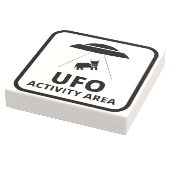 UFO Activity Area Sign (2x2 Tile, Minifig Scale) made using LEGO part by B3 Customs