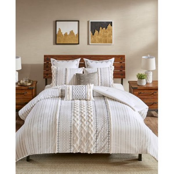 INK+IVY Imani Cotton Printed Comforter Set with Chenille by Vanessa Jane