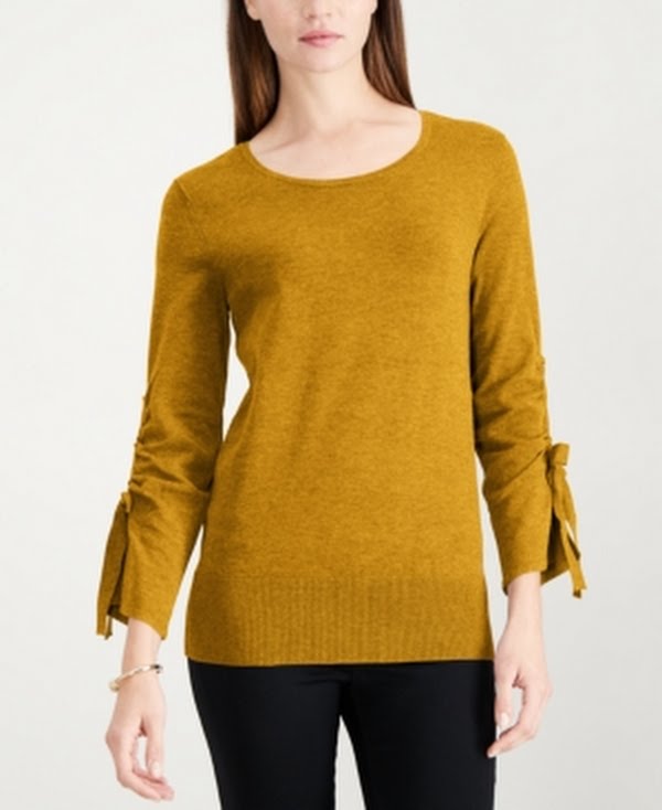Alfani Womens Bow Sleeve Pullover Sweater by Vanessa Jane